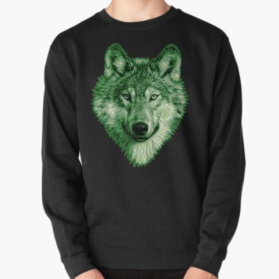 Aro Pride Realistic Wolf Head Pullover Sweatshirt RB1901 product Offical Aromantic Flag Merch