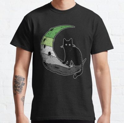 Aromantic Cat Moon Classic T-Shirt RB1901 product Offical Aromantic Flag Merch
