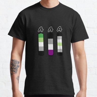 AAA aromantic asexual agender batteries Classic T-Shirt RB1901 product Offical Aromantic Flag Merch