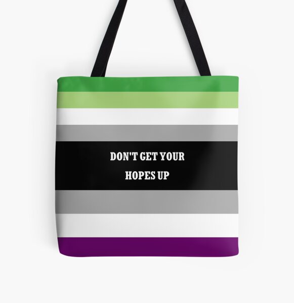 "Don't get your hopes up" AroAce Flag All Over Print Tote Bag RB1901 product Offical Aromantic Flag Merch