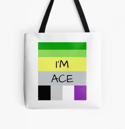 AROMANTIC FLAG ASEXUAL FLAG I'M ACE ASEXUAL T-SHIRT All Over Print Tote Bag RB1901 product Offical Aromantic Flag Merch