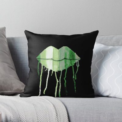 Aro Pride Dripping Watercolor Lips Throw Pillow RB1901 product Offical Aromantic Flag Merch