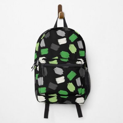 Aro Pride Short Paintstrokes on Black Backpack RB1901 product Offical Aromantic Flag Merch