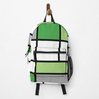 Aro Pride Basic Lined Rectangles Backpack RB1901 product Offical Aromantic Flag Merch
