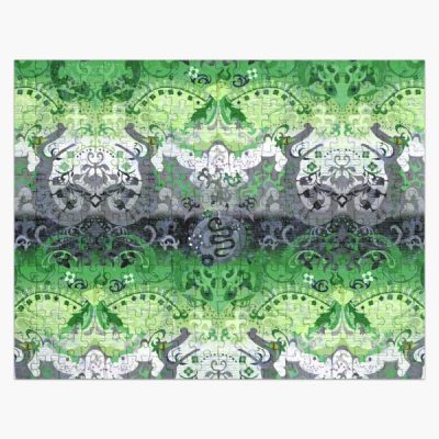 Aromantic Dragon Damask -- Aromantic Pride Flag Colors Jigsaw Puzzle RB1901 product Offical Aromantic Flag Merch