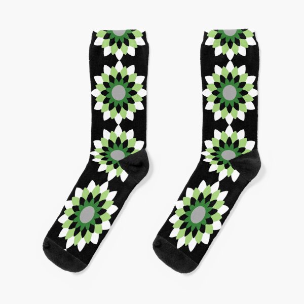 Aro Pride Blossoming Vector Flower Design Socks RB1901 product Offical Aromantic Flag Merch
